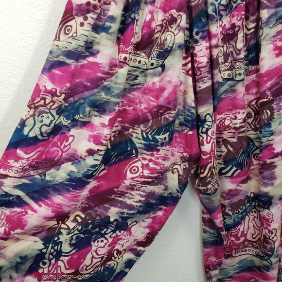 Gone Troppo Women's Sz Large Tie Dye Harem Buttoned Hem Boho Baggy Pants - Picture 9 of 14